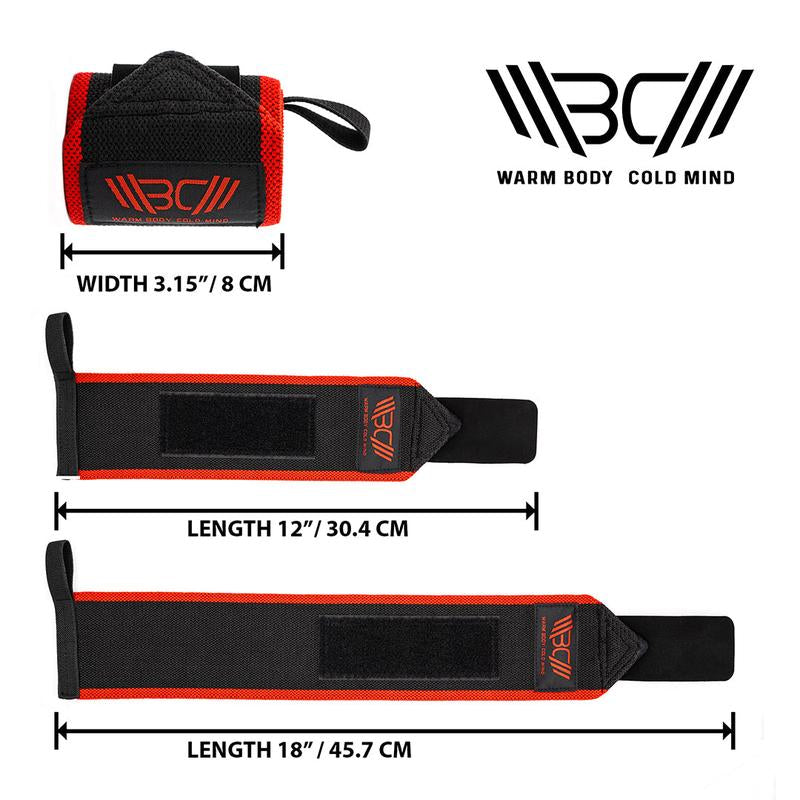 Warm Body Cold Mind Elastic Velcro Wrist Wraps for Powerlifting and Gym, Wrist Support Gear with Strong Stability, Comfortable Fit and Durable Design