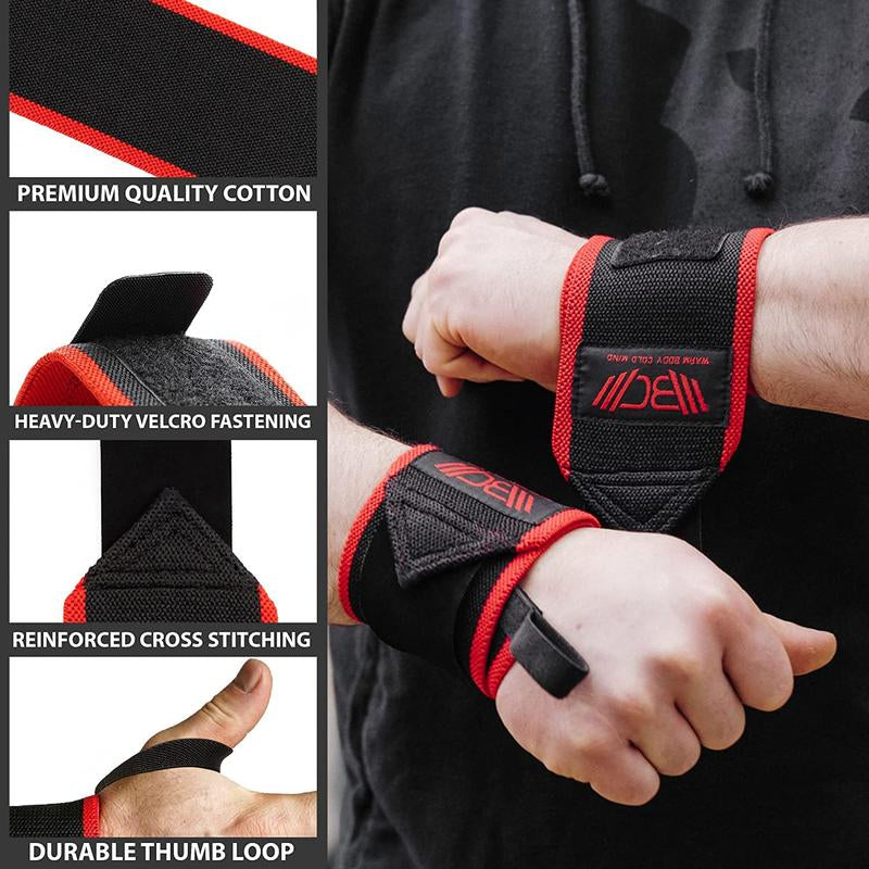 Warm Body Cold Mind Elastic Velcro Wrist Wraps for Powerlifting and Gym, Wrist Support Gear with Strong Stability, Comfortable Fit and Durable Design
