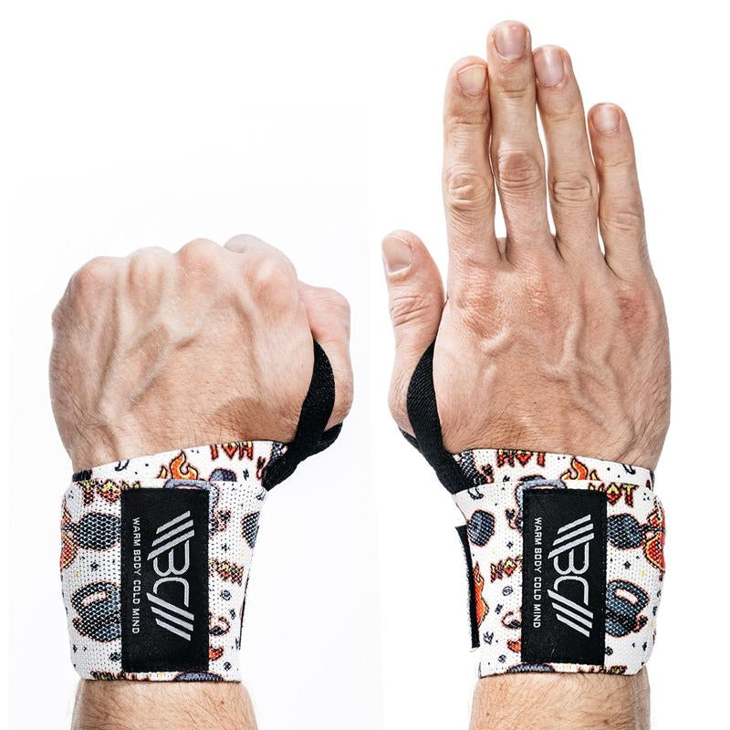 Warm Body Cold Mind Elastic Velcro Wrist Wraps for Powerlifting and Gym, Wrist Support Gear with Strong Stability, Comfortable Fit and Durable Design