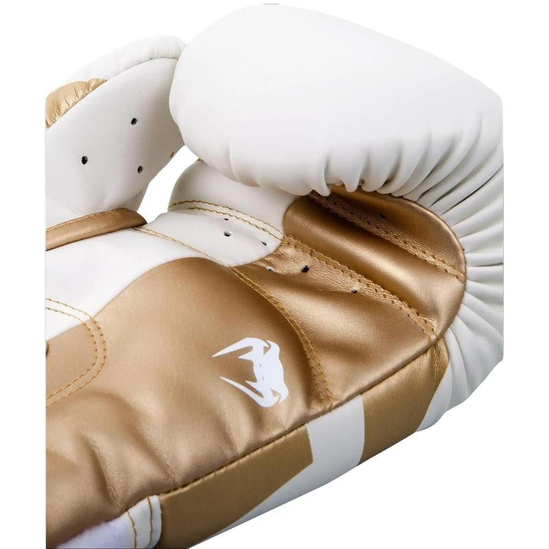 Venum Elite Boxing Gloves - White/Gold - Durable Design for Effective Boxing