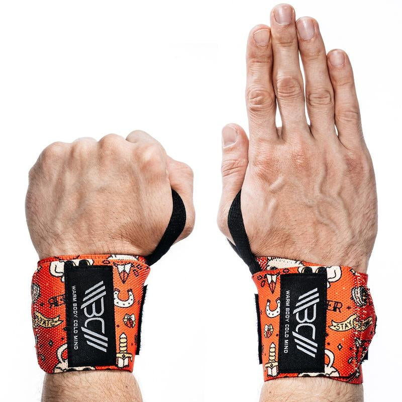 Warm Body Cold Mind Elastic Velcro Wrist Wraps for Powerlifting and Gym, Wrist Support Gear with Strong Stability, Comfortable Fit and Durable Design
