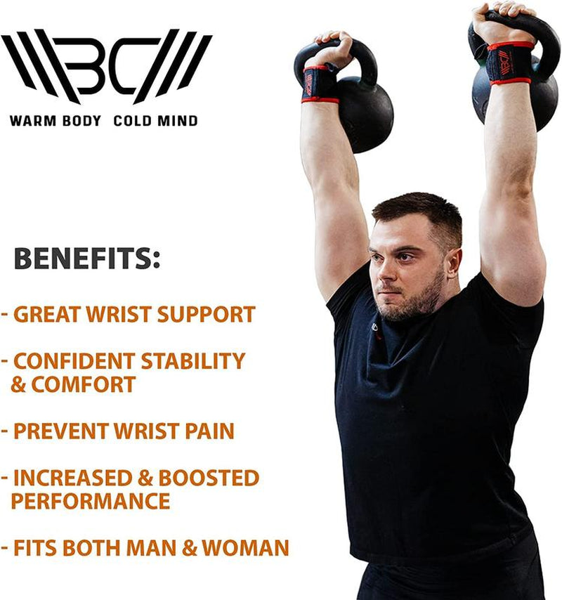 Warm Body Cold Mind Elastic Velcro Wrist Wraps for Powerlifting and Gym, Wrist Support Gear with Strong Stability, Comfortable Fit and Durable Design
