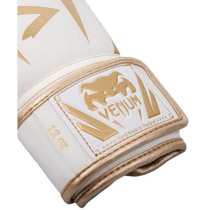 Venum Elite Boxing Gloves - White/Gold - Durable Design for Effective Boxing